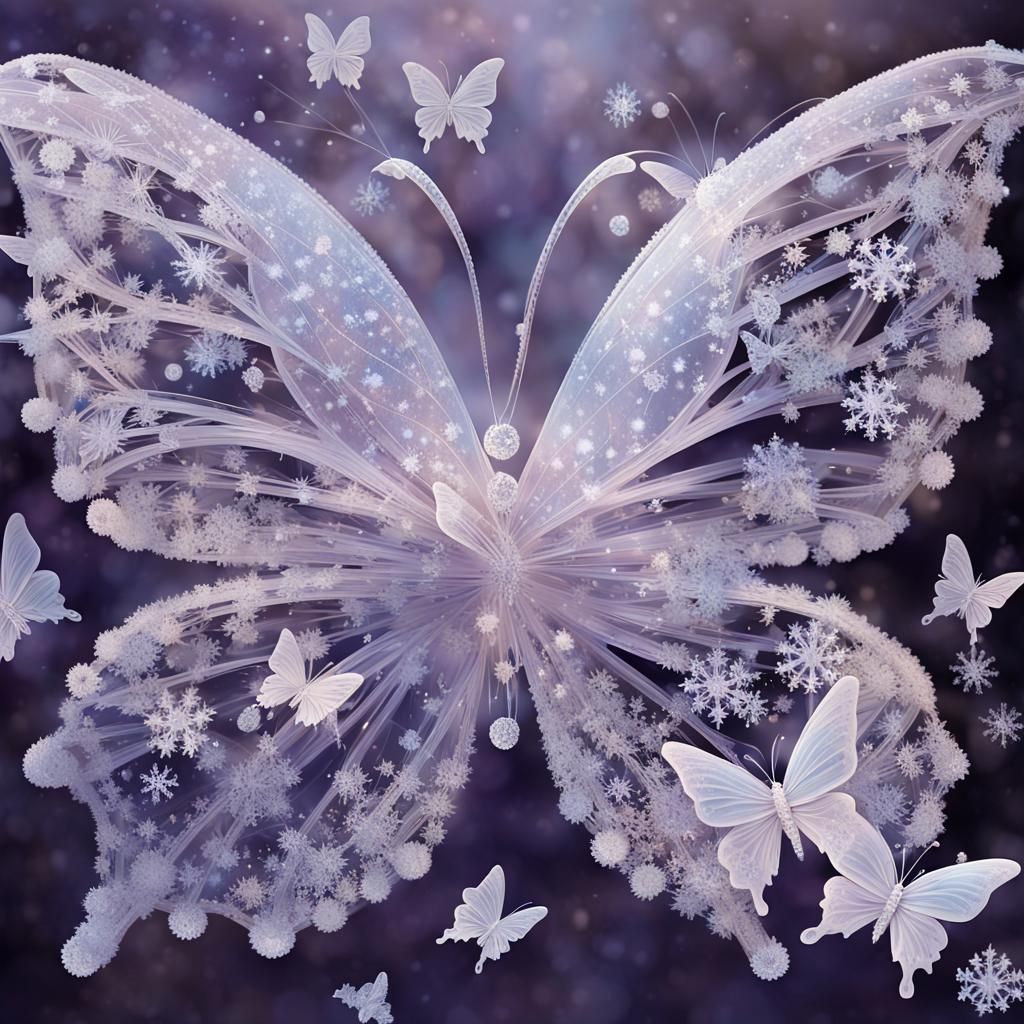 Ethereal Crystal Butterflies in Soft Focus