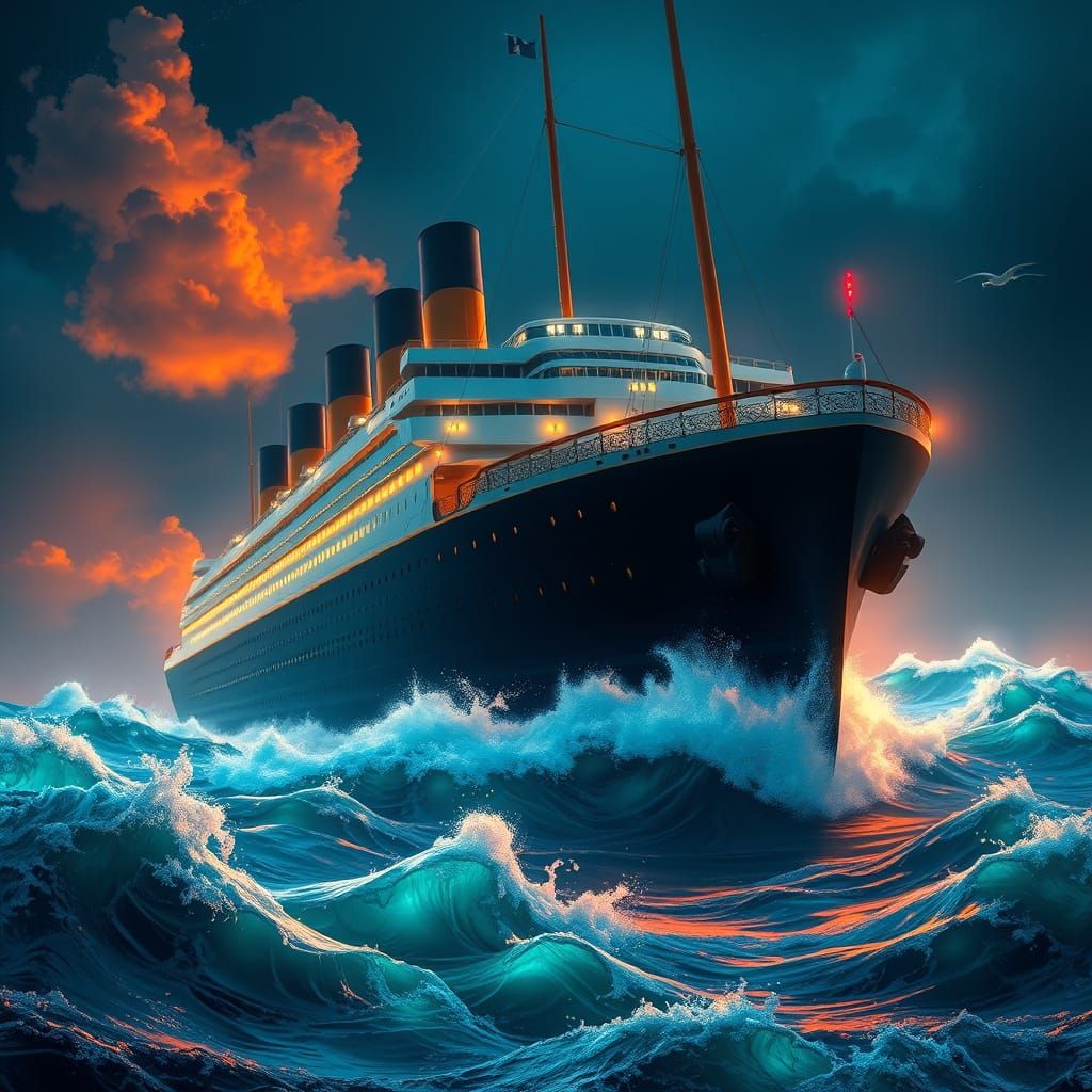 Hyper-Realistic Titanic Dreamscape in Vibrant Colors