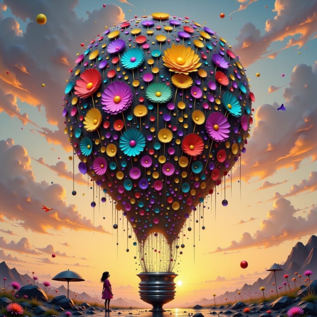 Feathery Circle with Impasto Texture in 3D