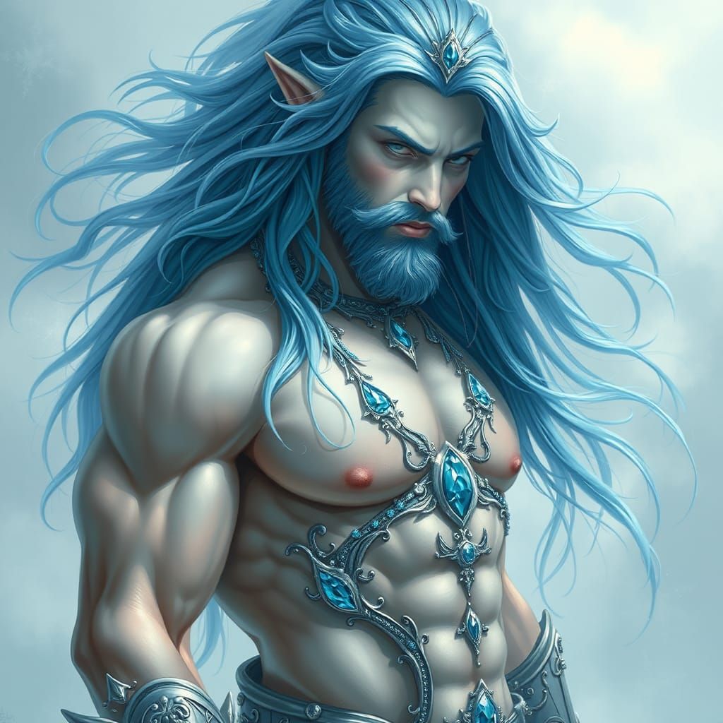 High Fantasy Triton Bodybuilder in Ethereal Light