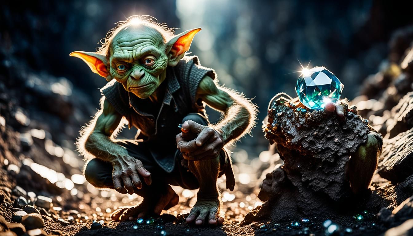 Goblin Miner Discovers Glittering Gem