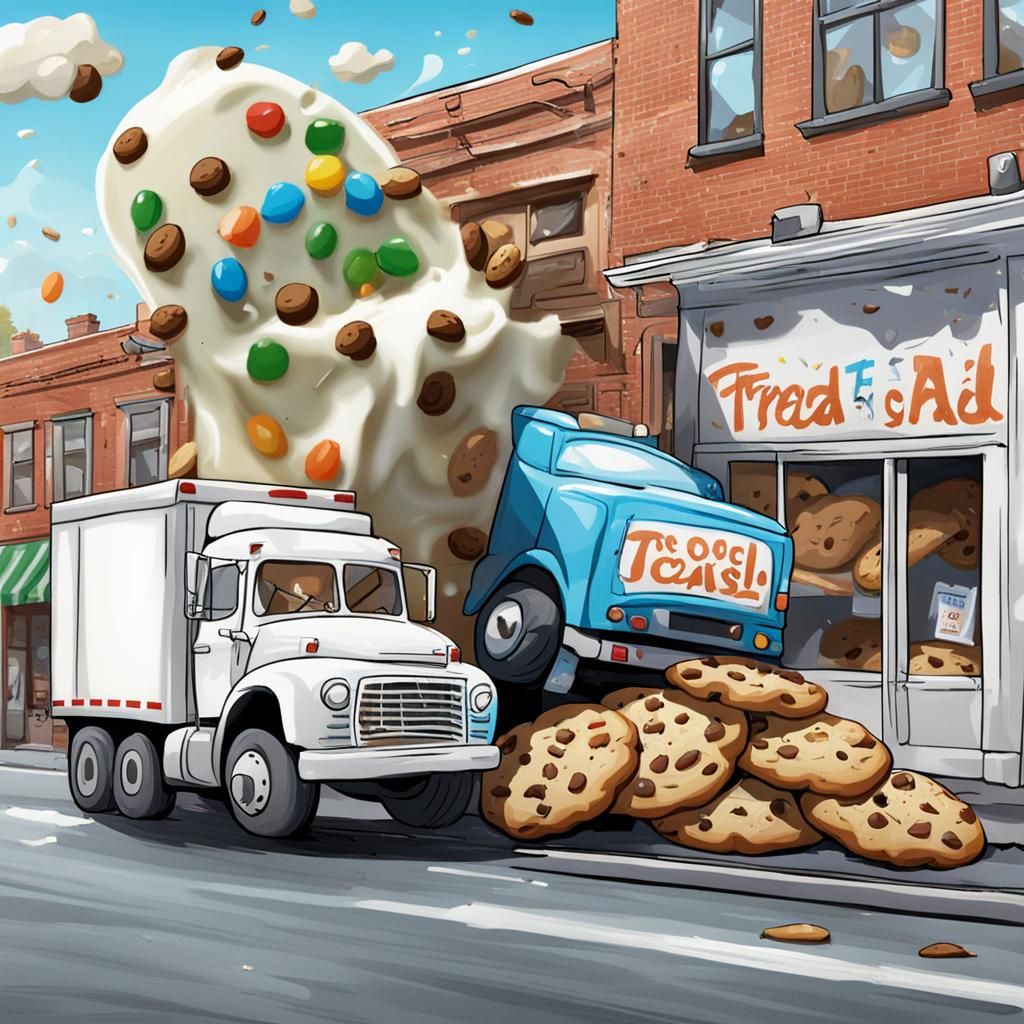 Cookie Truck and Milk Truck Collision