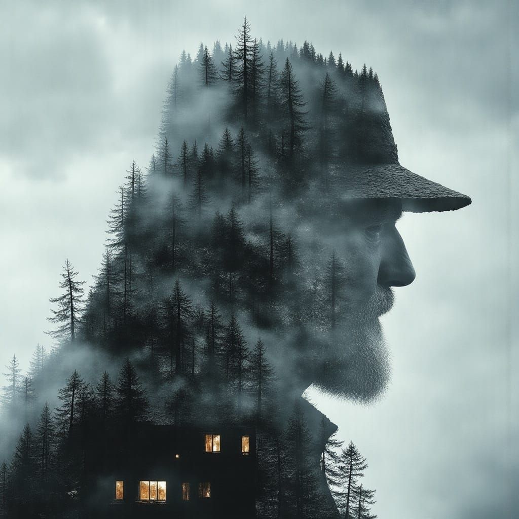 Elderly Wanderer in Majestic Winter Landscape