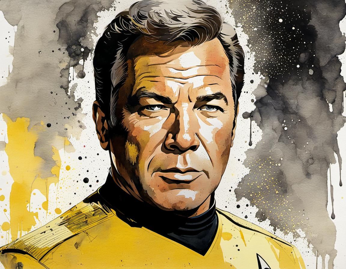 Captain Kirk Watercolor Illustration from Star Trek