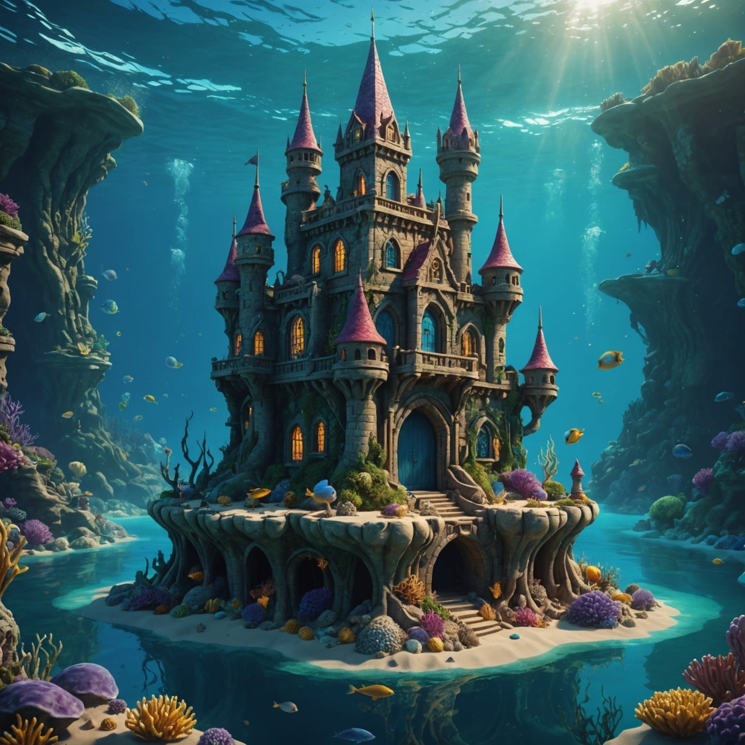 Mermaid Builds Sandcastle: Detailed Fantasy Concept Art