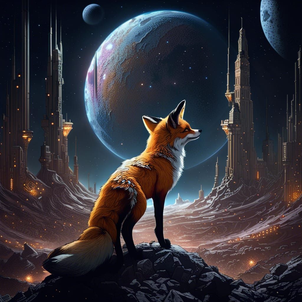 Fox City on the Moon: Dark Fantasy Concept Art
