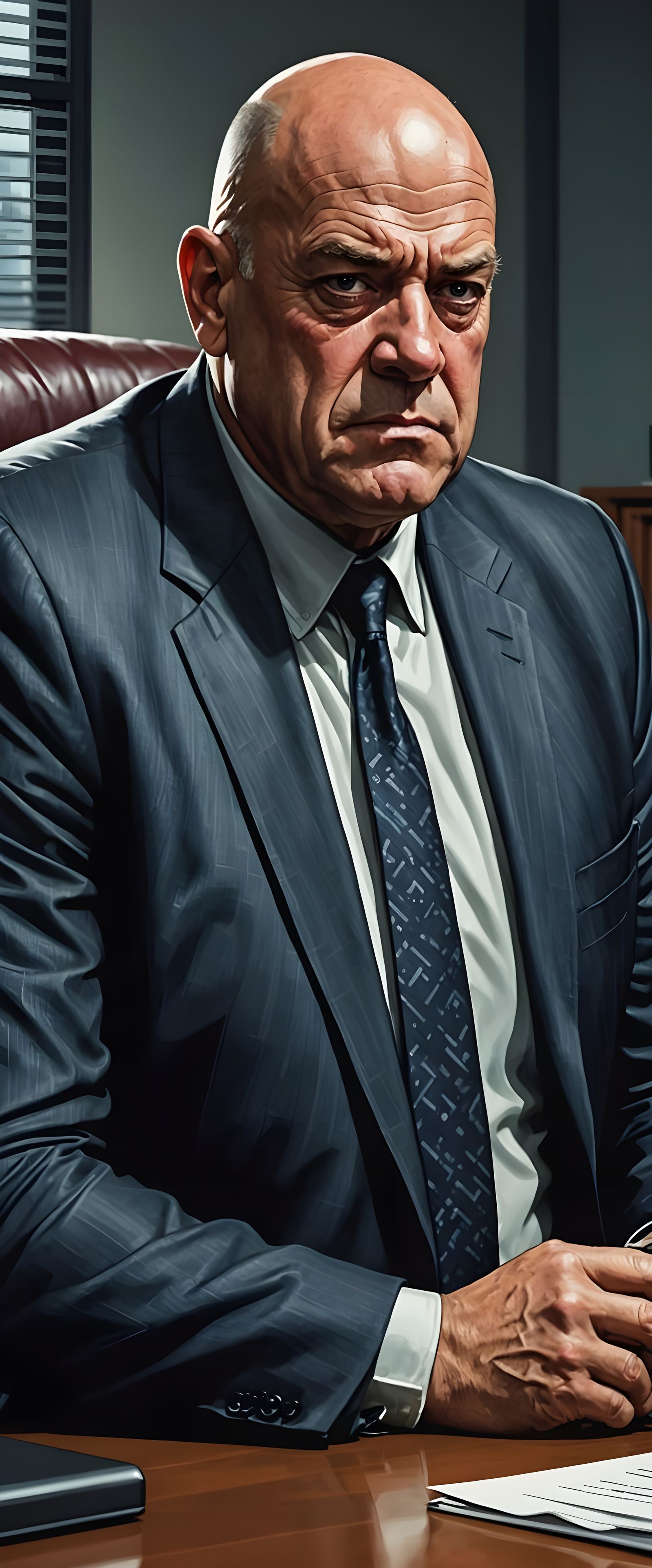 Film Noir Portrait of an Ominous Man in Office