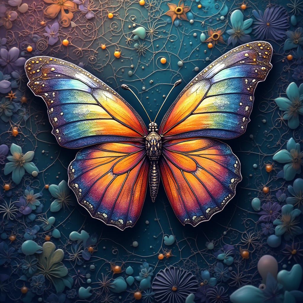 Butterfly Trapped in Spiderweb: Abstract Digital Art