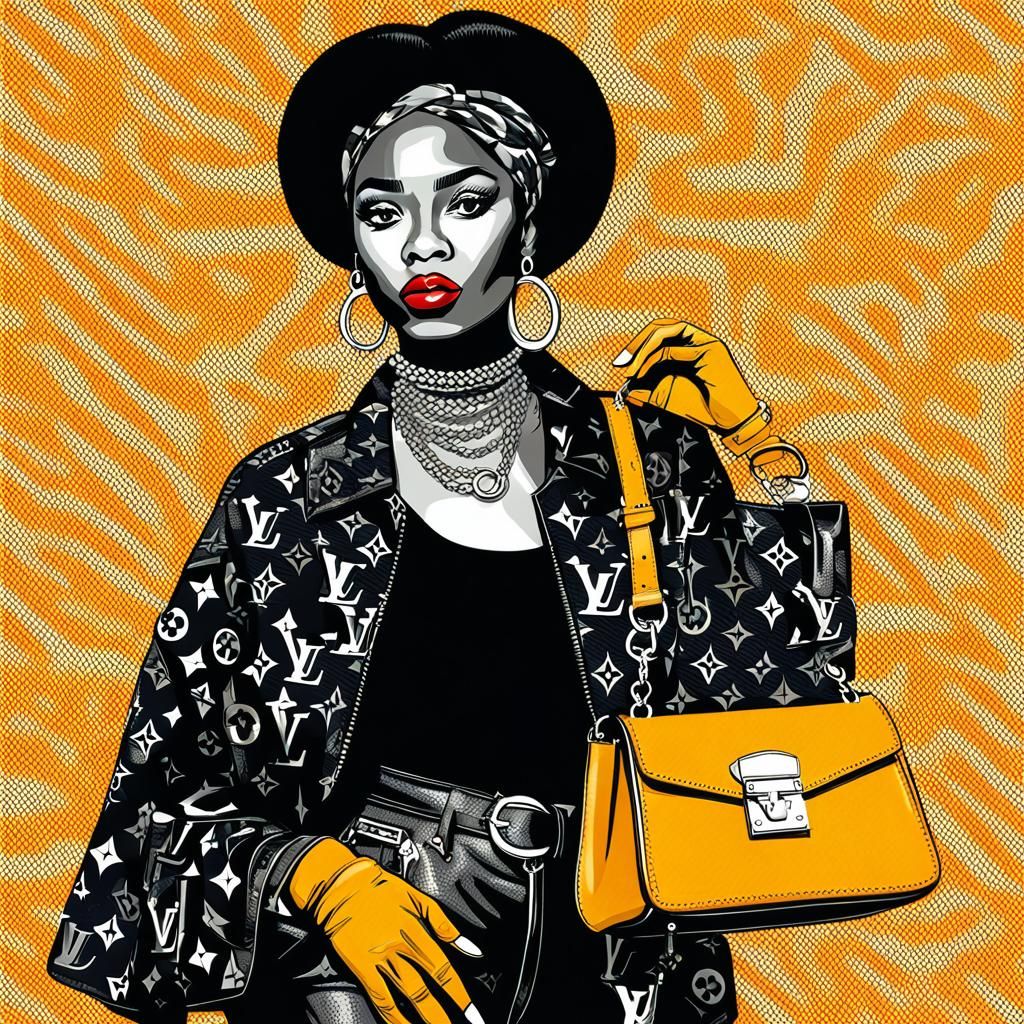 Pop Art Portrait: Black Woman in Louis Vuitton
