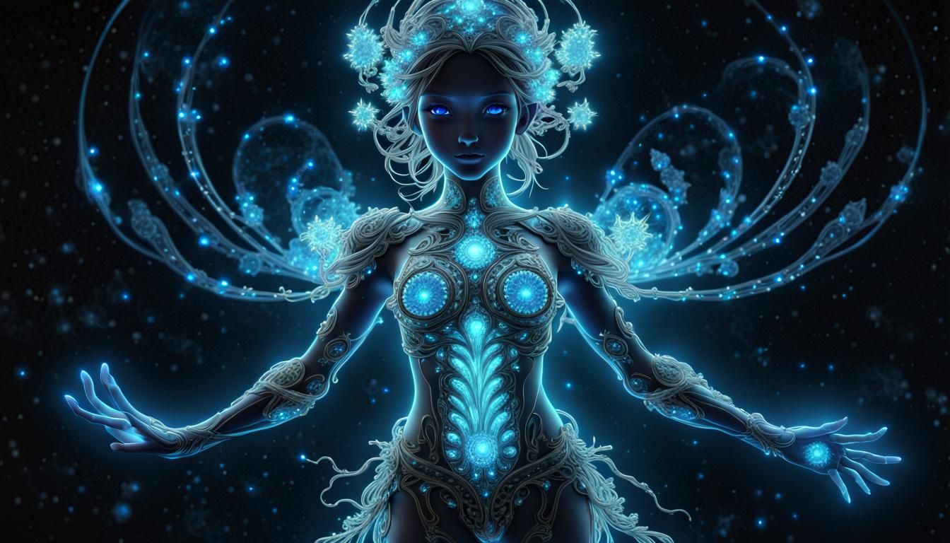Ethereal Bioluminescent Anime Star in Opalescent Glow