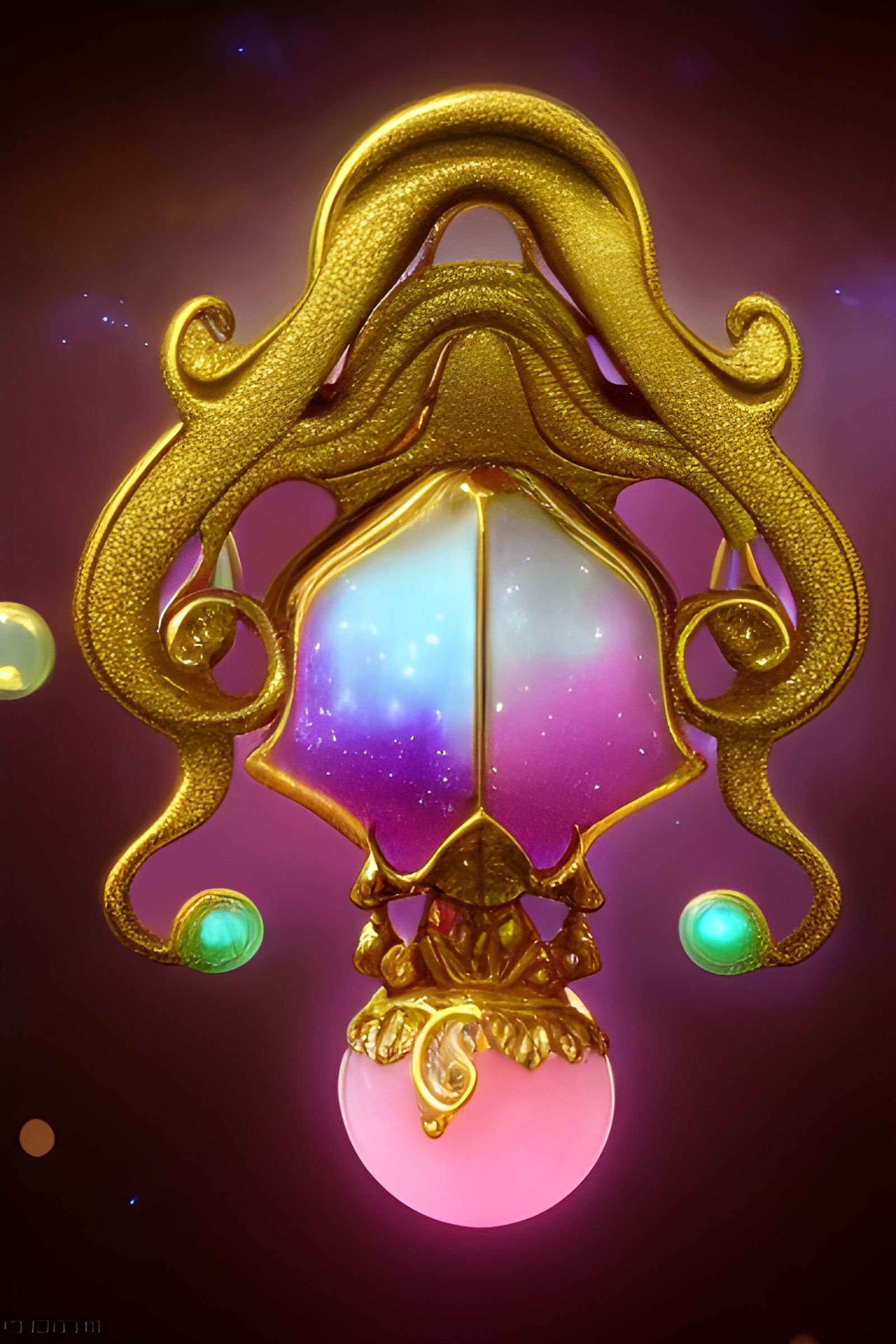 Luminous Candy Gemstone Amulet in Art Nouveau Style