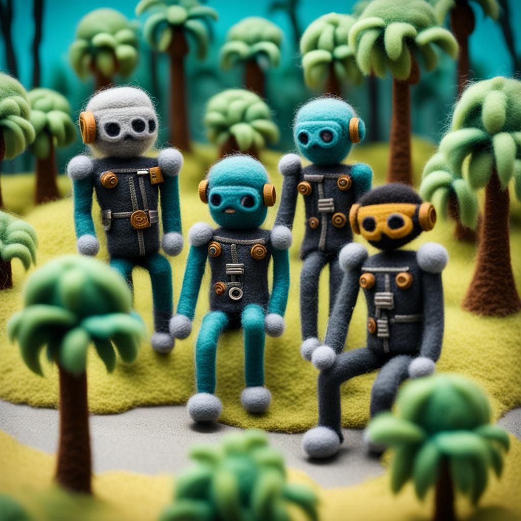 Needle felt cyborgs