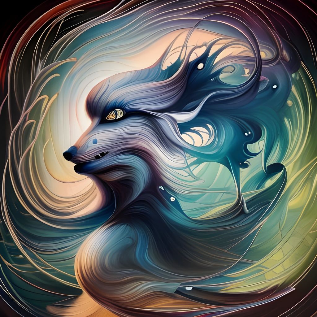 Shimmering Spectral Werewolf in Acrylic Ink Style