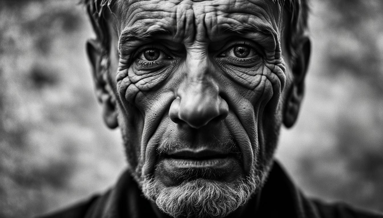 Realistic Portrait of Man's Internal Struggle