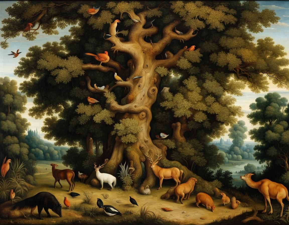 Garden of Eden Landscape in Classical Painting Style