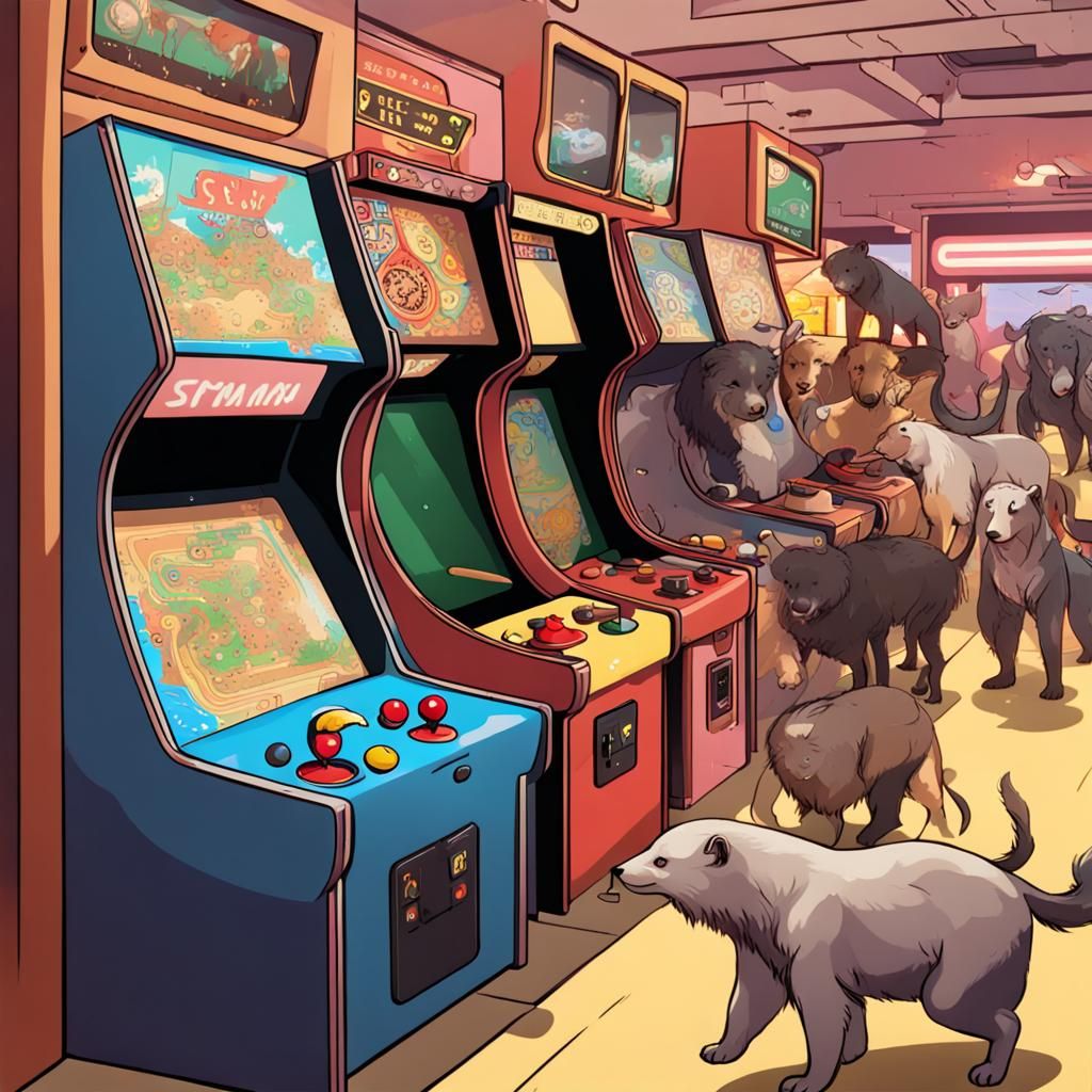 Animals Play Games in a Fantasy Arcade