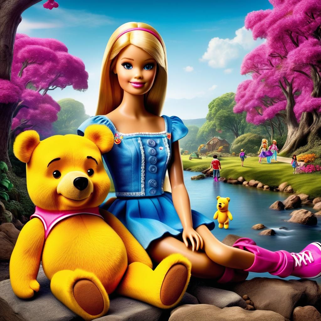 Barbie album cover Barbie with the Pooh bear