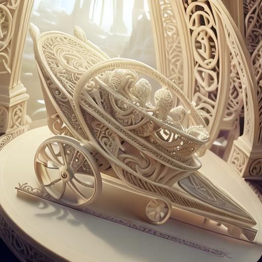 Ivory Supercar with Intricate Filigree Carving