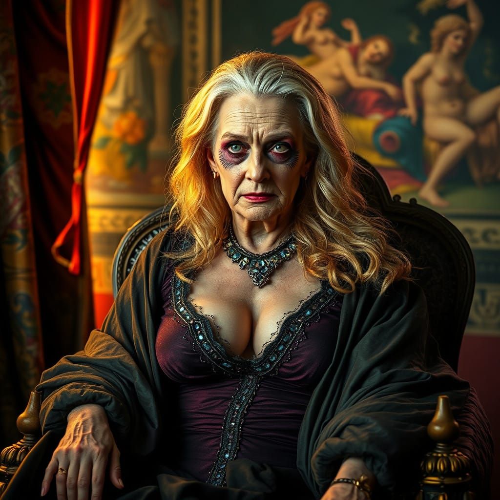 Elegant Courtesan as Messalina in Decadent Roman Opulence