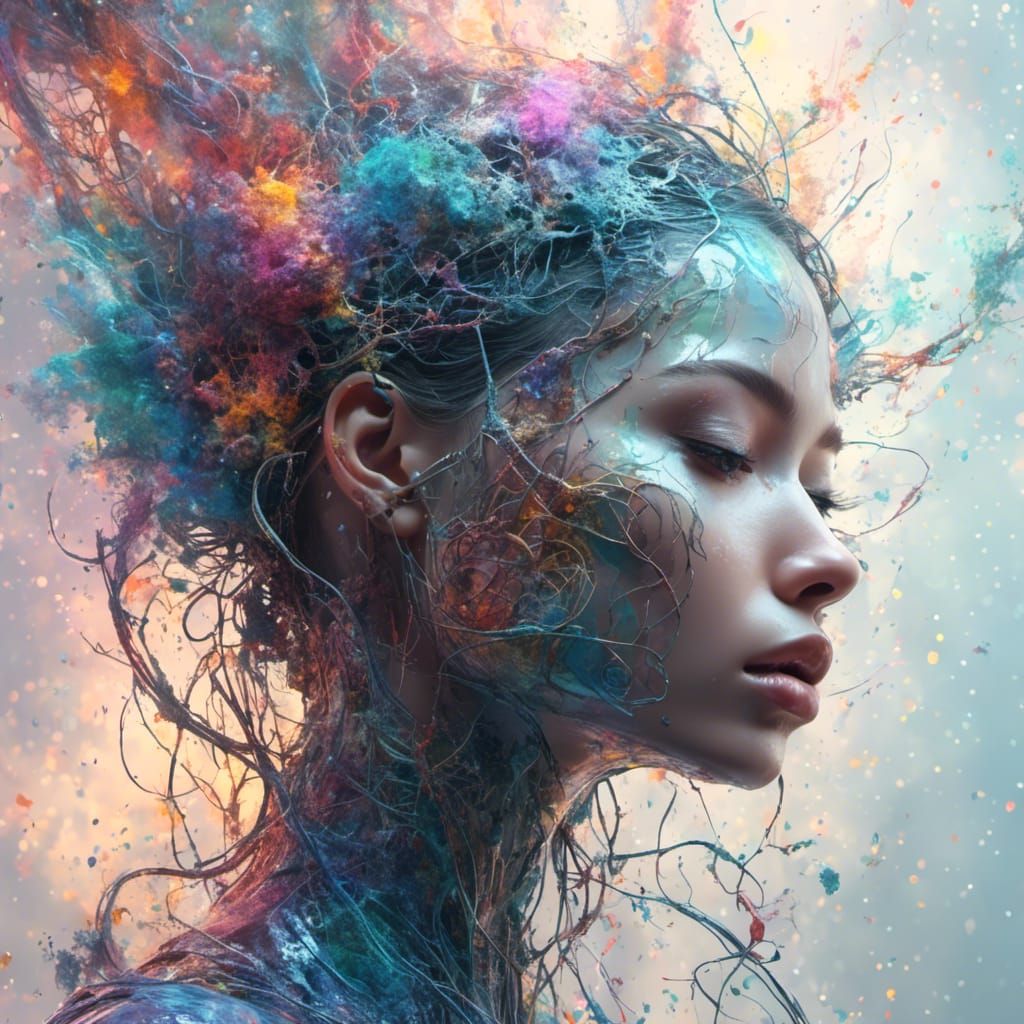 Central Nervous System Female Figure in Digital Painting