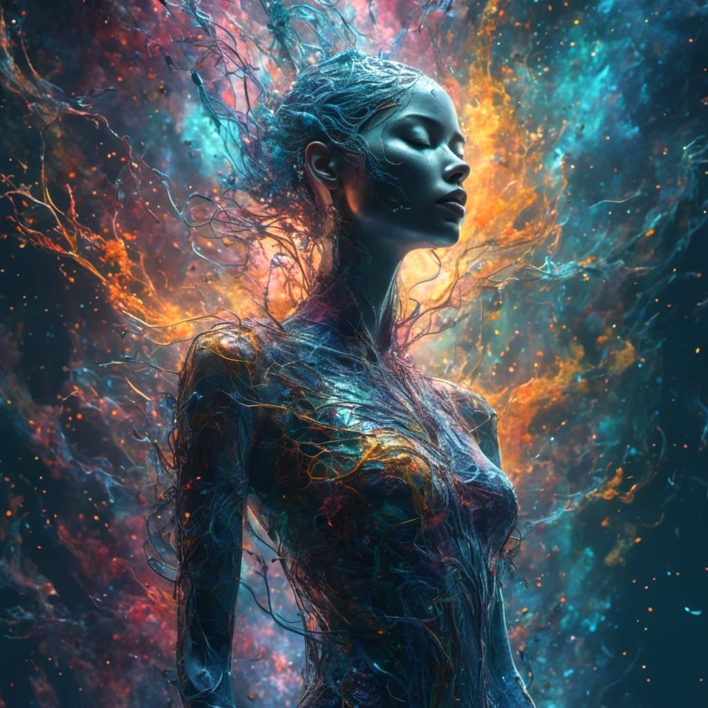 Central Nervous System as Iridescent Female Portrait