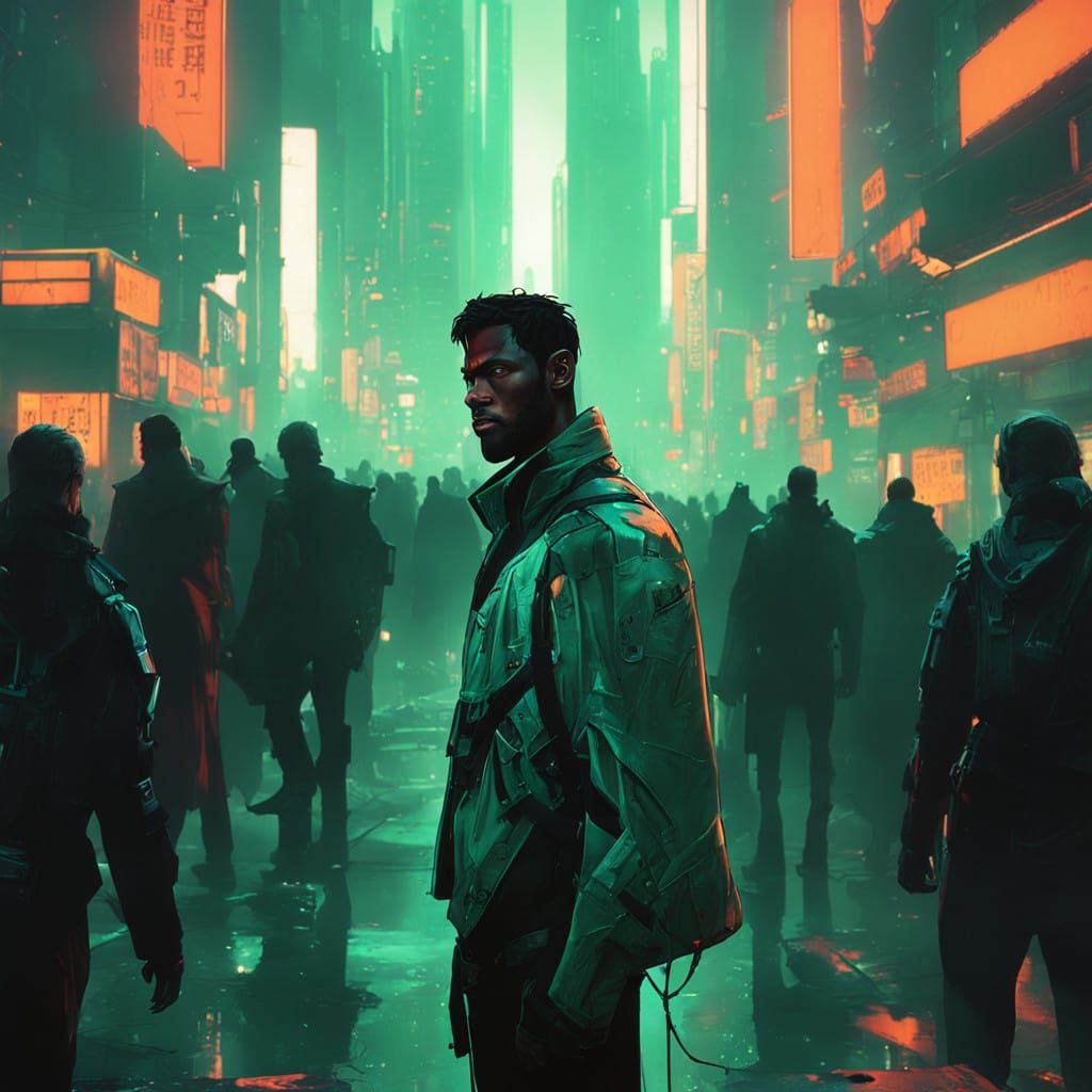 Cyberpunk Metropolis in Neon Darkness