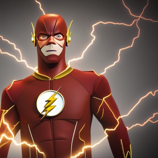 Armored Flash with Red Lightning: 3D Digital Art