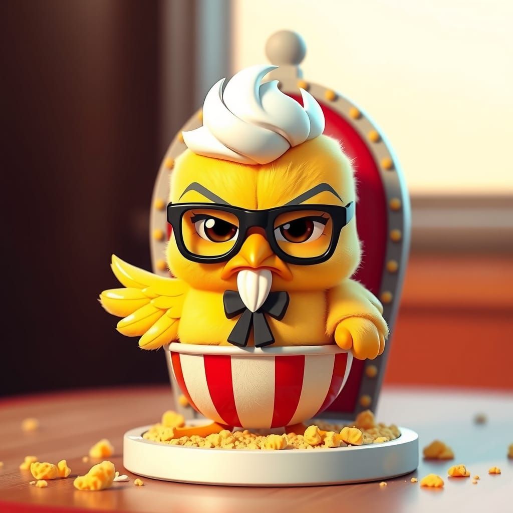 Grumpy Colonel Sanders Chicken Nugget Chick in 3D