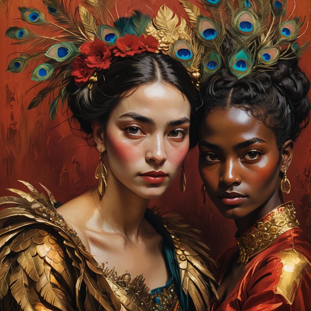 Golden Woman with Peacock Hair, Dutch Painting