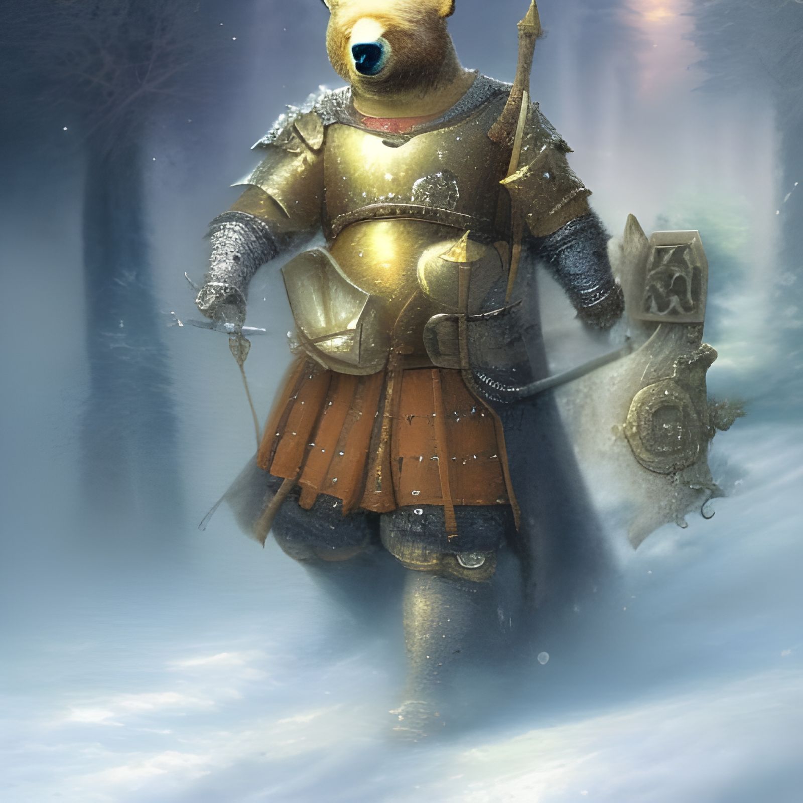 Bear in Medieval Armor, Ethereal Fantasy Art