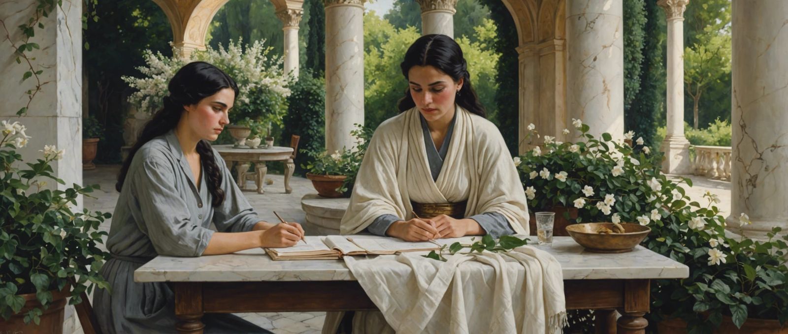 Soviet Realism Portrait: Woman and Young Artist