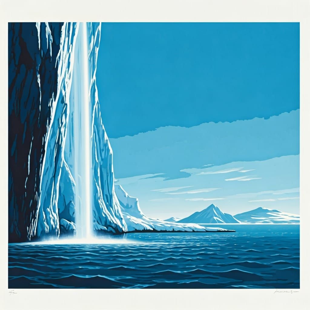 Dramatic Arctic Ice Sheet Meltwater Screen Print