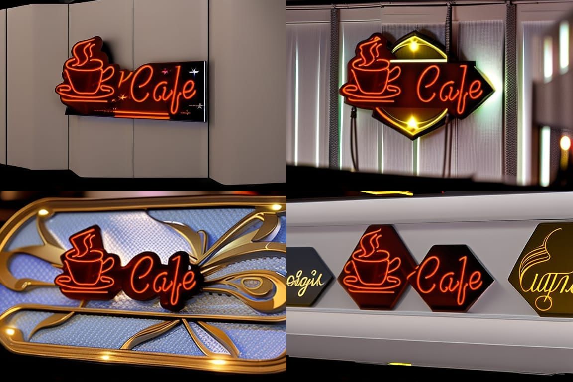 Night Cafe Sign in Dark Fantasy Style