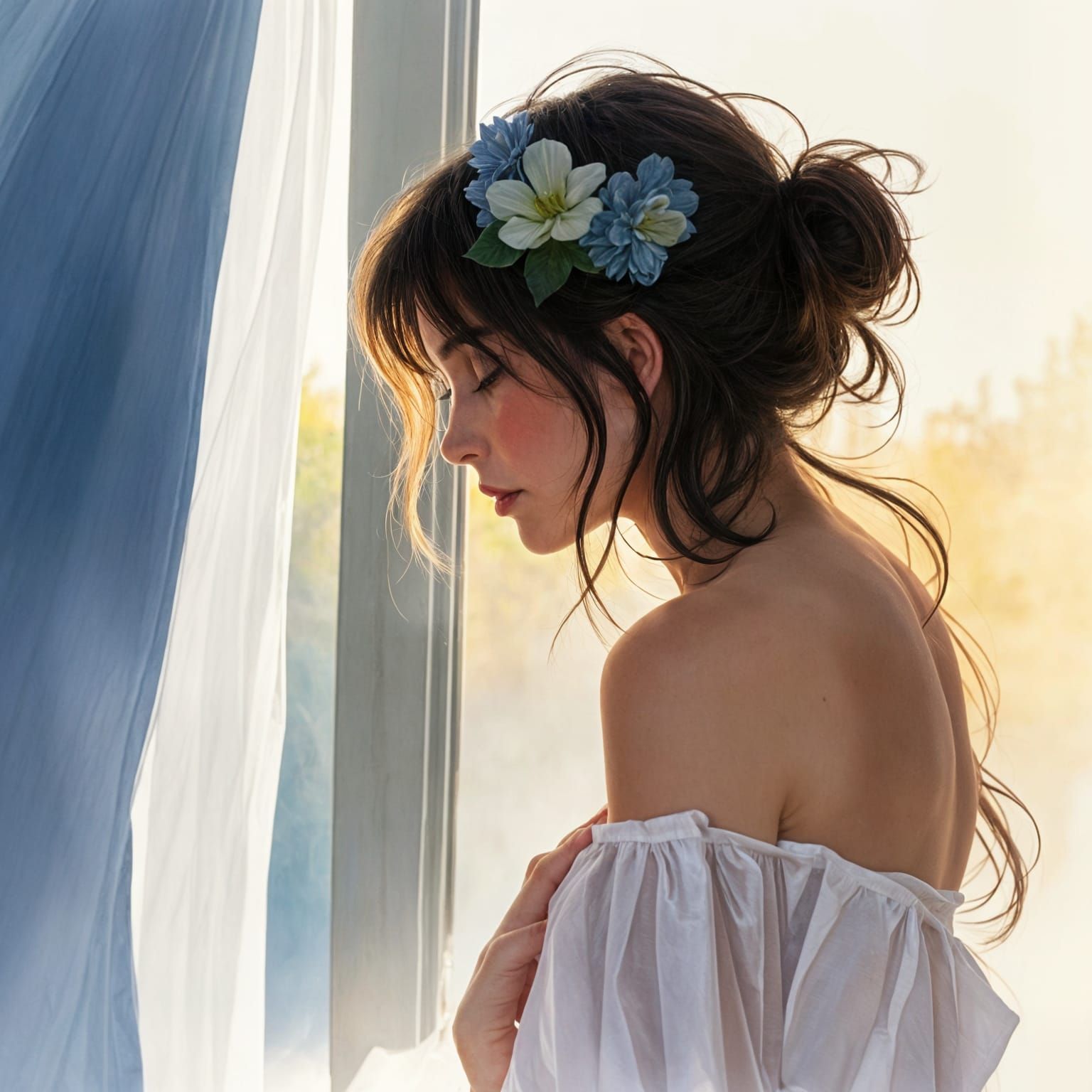 Woman Contemplating Heartbreak, AI Art