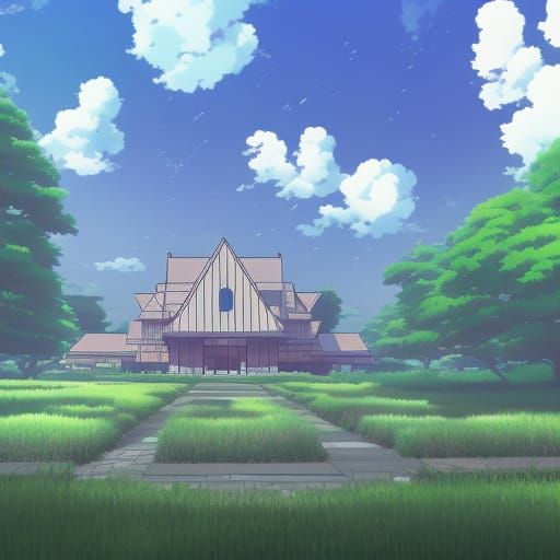 Anime Architecture by Makoto Shinkai Style
