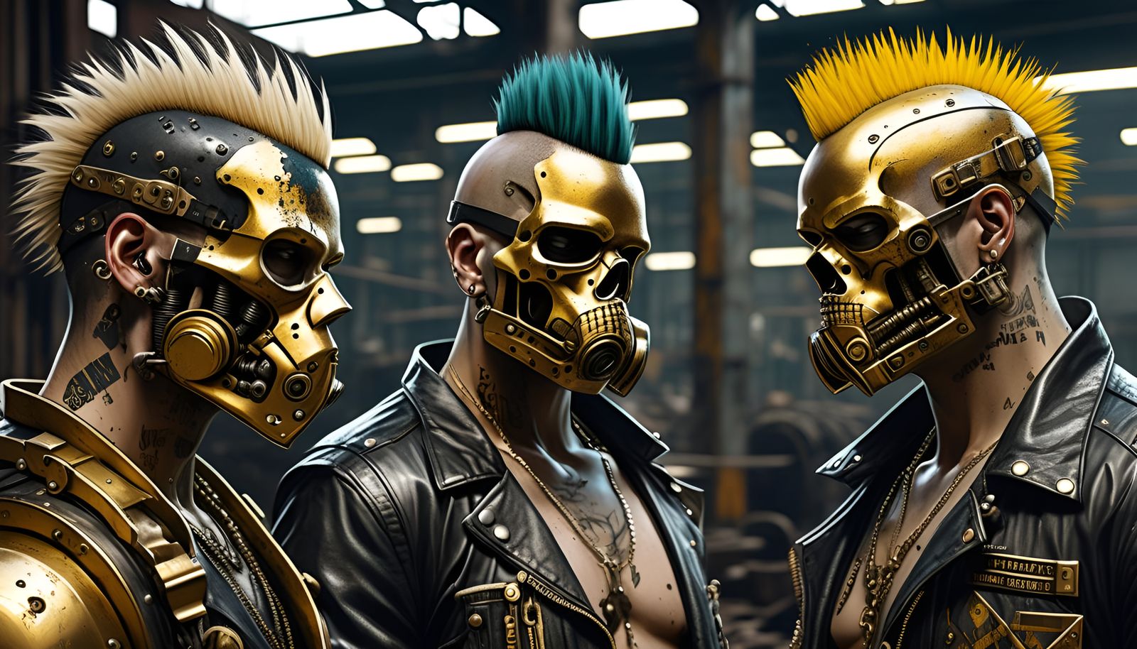 Photorealistic Gold Industrial Edge with Punks