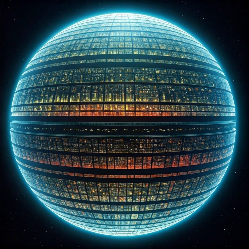 Spherical Space Station with Vibrant Anime-Inspired Cities