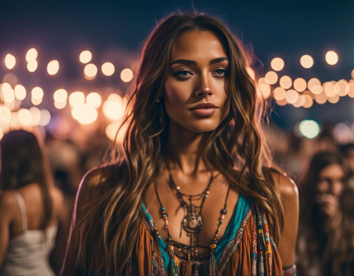 Bohemian Woman at a Music Festival