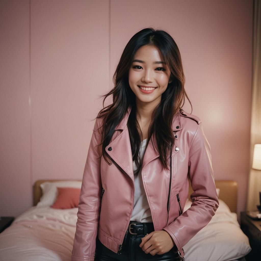 Japanese Woman in Pink Leather Jacket, Film Still