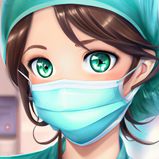 Cute Surgical Nurse in Anime Key Visual Style