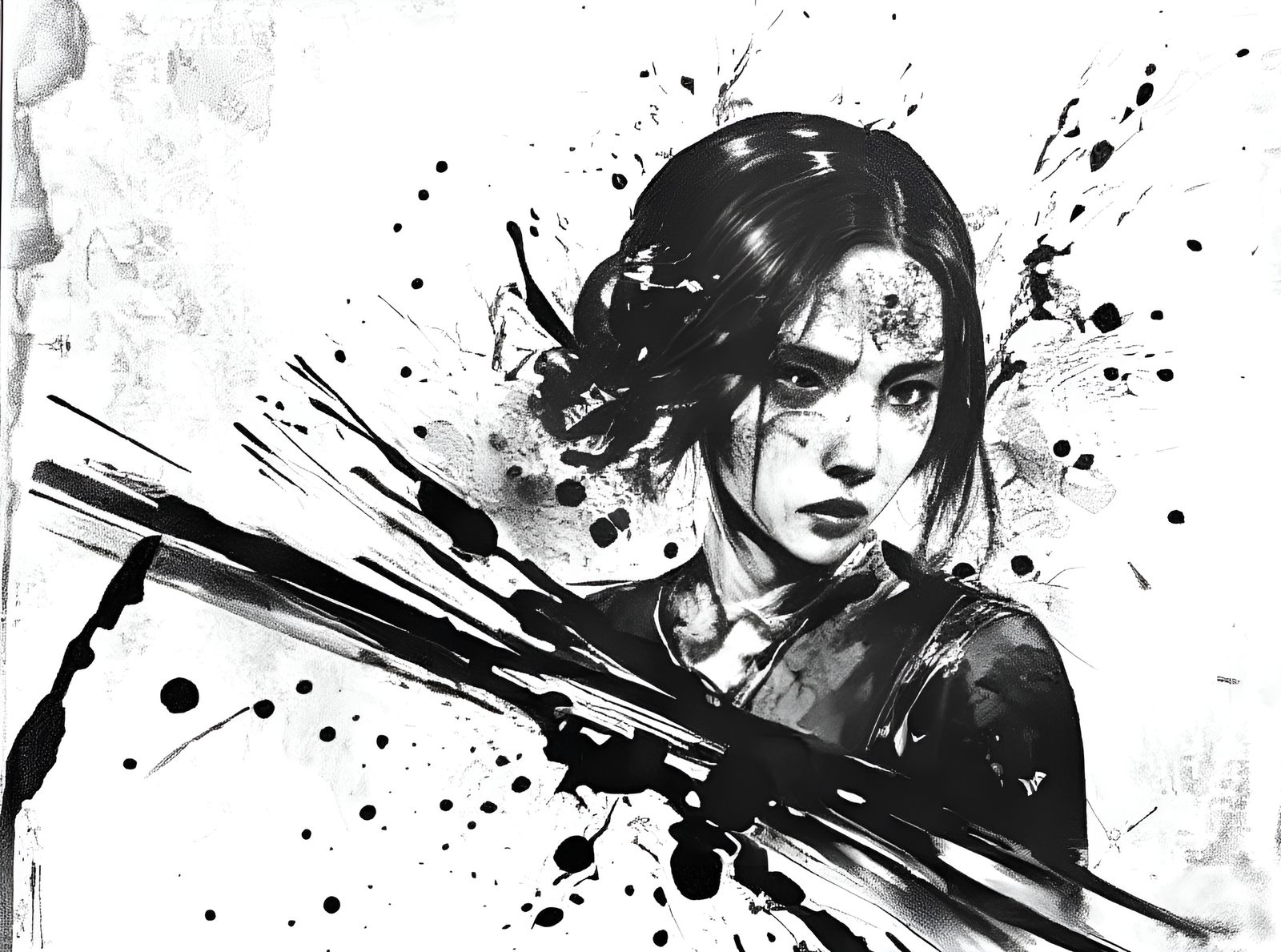 Visceral Woman in Pop Horror Ink Painting