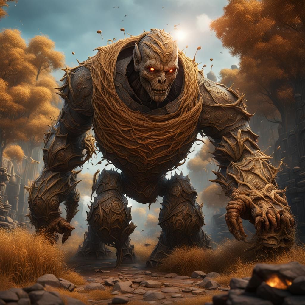 Detailed Straw Golem Matte Painting
