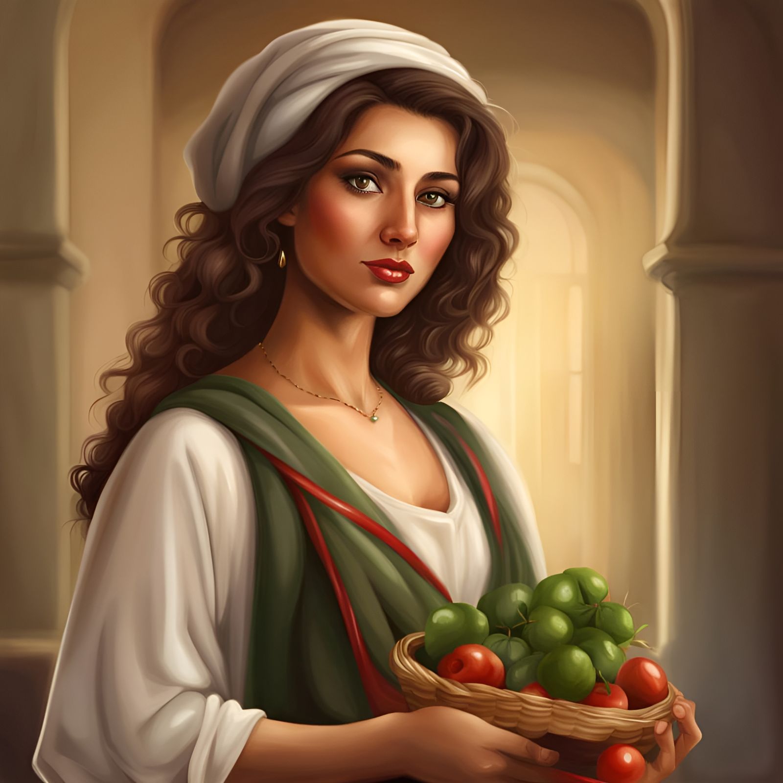 Realistic Portrait of a Beautiful Italian Woman