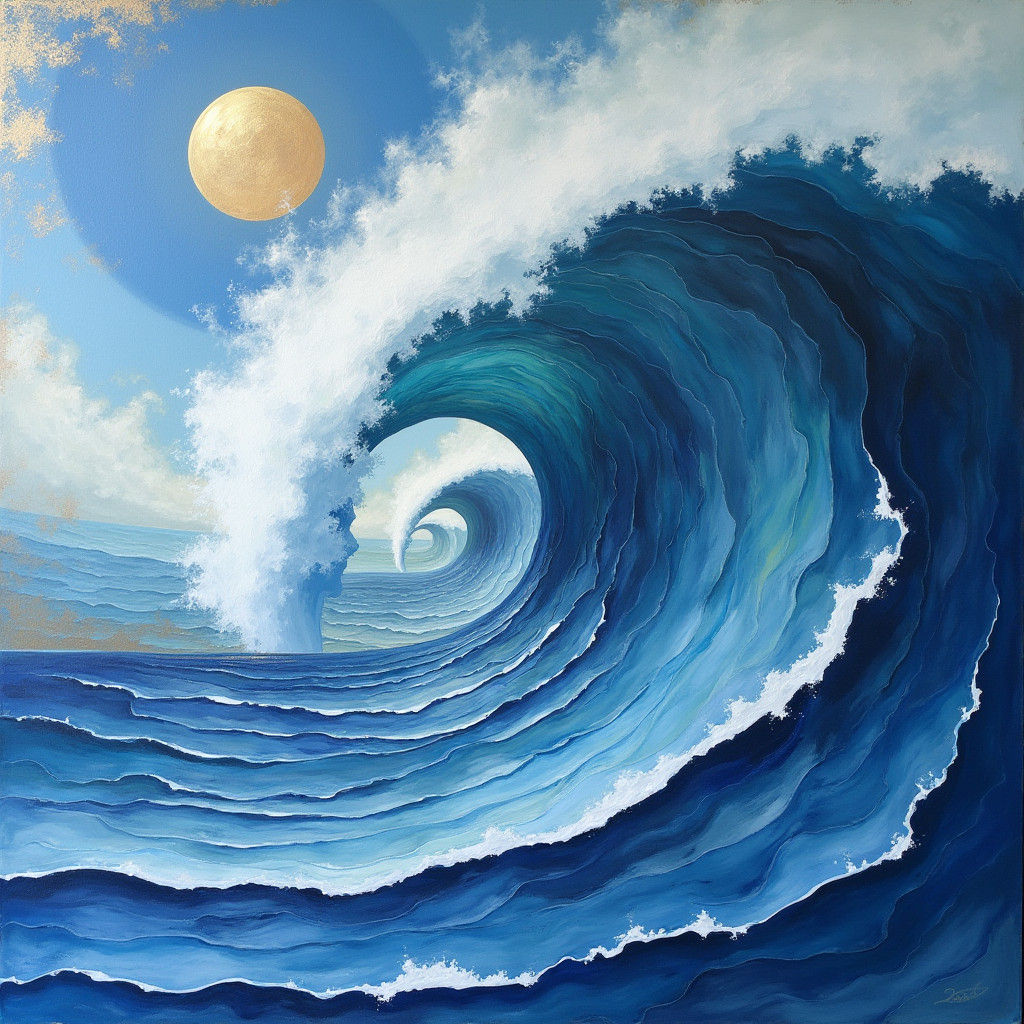 Abstract Geometric Seascape in Optical Art Style