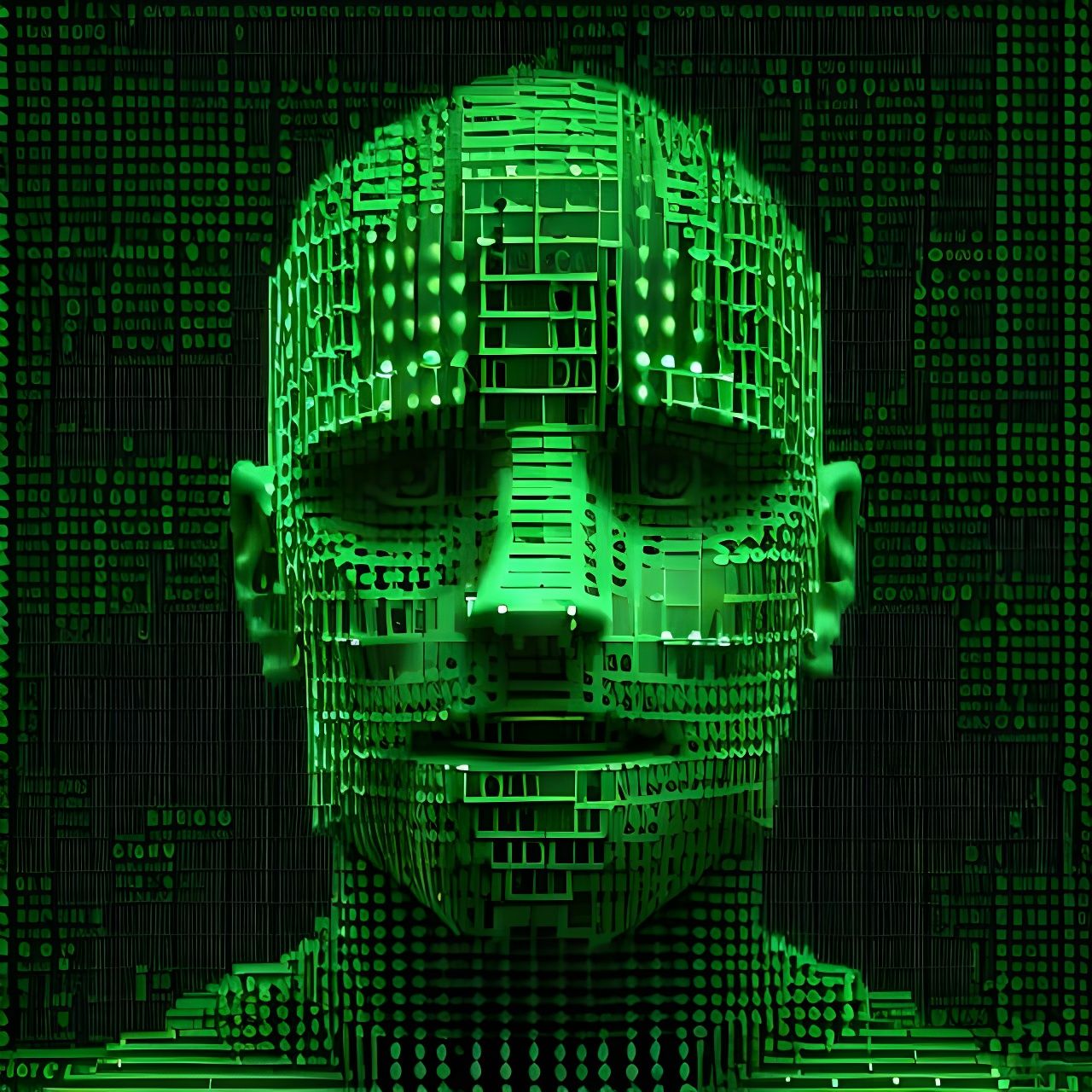 Binary Matrix Portrait with ASCII Effect in Film Noir