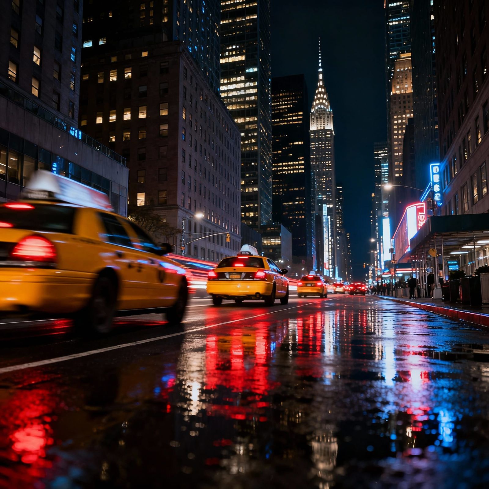 Bustling New York City Night Street Scene