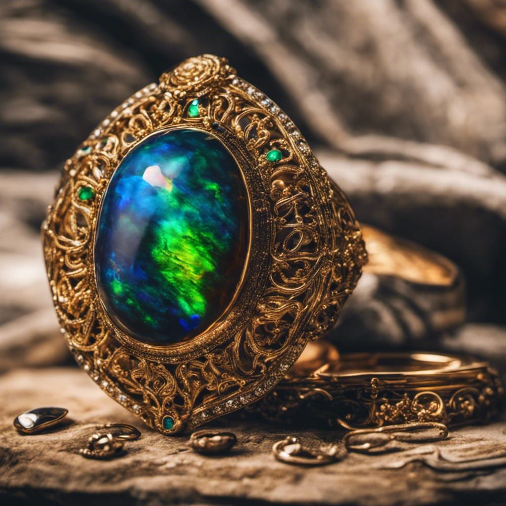 Arabian Black Opal Gold Jewelry in HDR