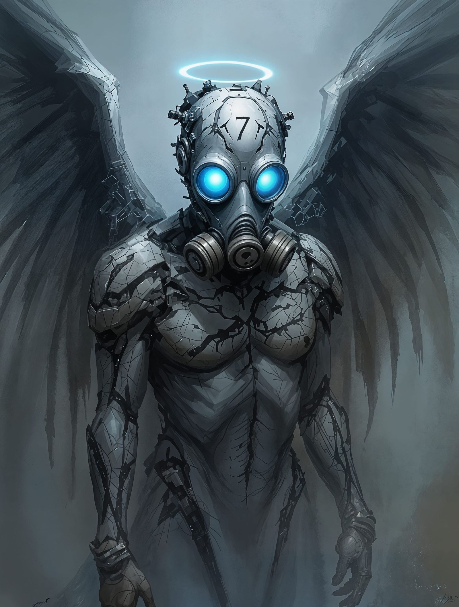 Angel of Decay in Impressionistic Style