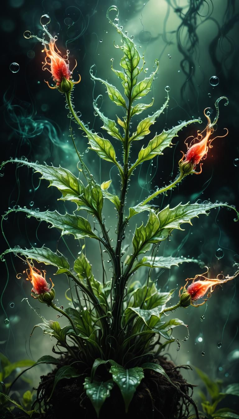 Surreal Glowing Flame Plant in Fantasy Photography Style