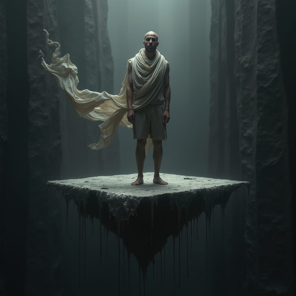 Figure Endures Descent into a Melting Void